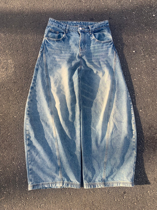 Twisted Wide Leg Denim Pants